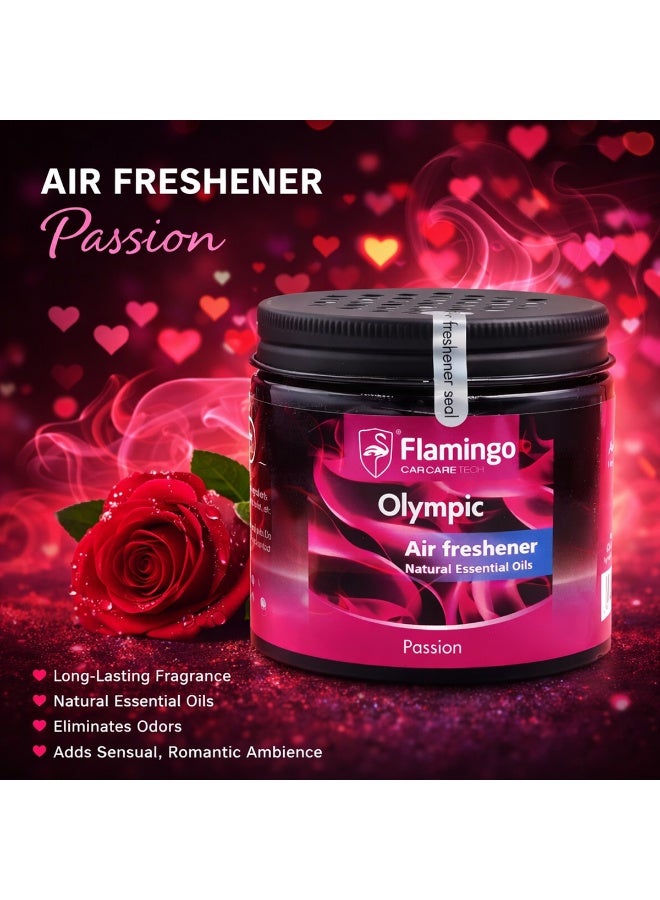 مجموعة من 3 قطع معطر جو فلامنجو أولمبيك باشن مع زيوت عطرية طبيعية، مزيل روائح يدوم طويلاً للسيارة، المنزل، المكتب، لوحة القيادة أو حامل الأكواب KC-613 - Image 2